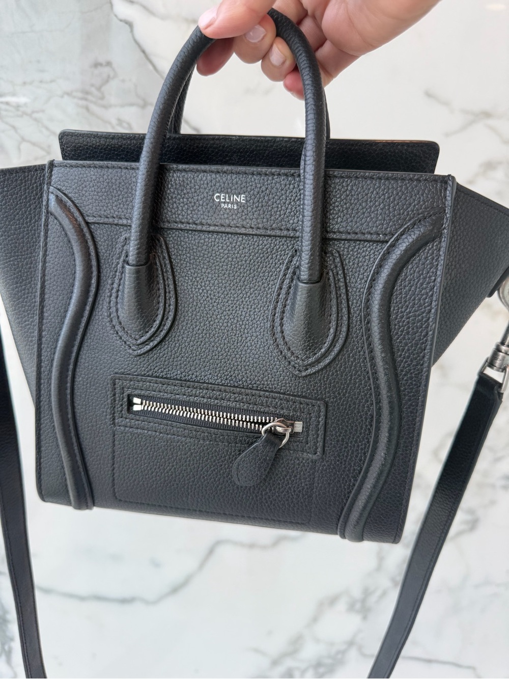 Celine Black Pebbled Leather Luggage Tote - Picture 6 of 8